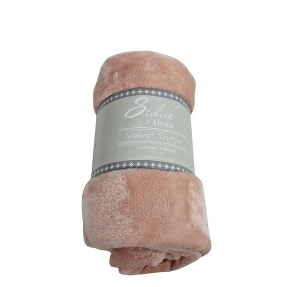 Stylish Home Velvet Throw Plush Lightweight Throw 50"X 60" Peach Frost - Picture 2 of 6